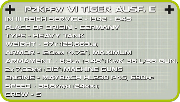 Cobi 2519 | Sd.Kfz 181 Panzerkampfwagen VI Tiger Ausf. E | Historical Collection
