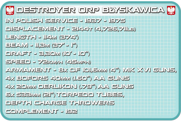 Cobi 4807| Destroyer ORP Błyskawica | Historical Collection