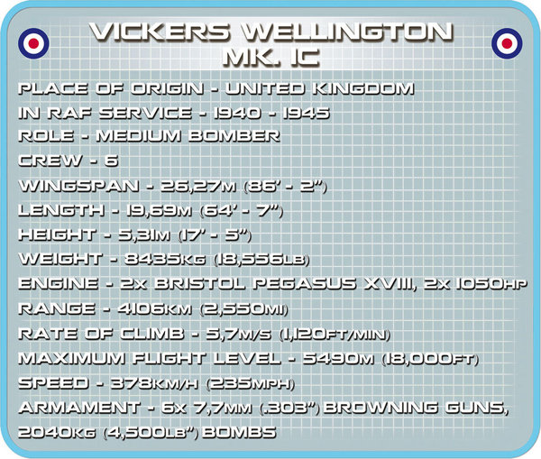 Cobi 5531 | Vickers Wellington Mk.1C | Historical Collection