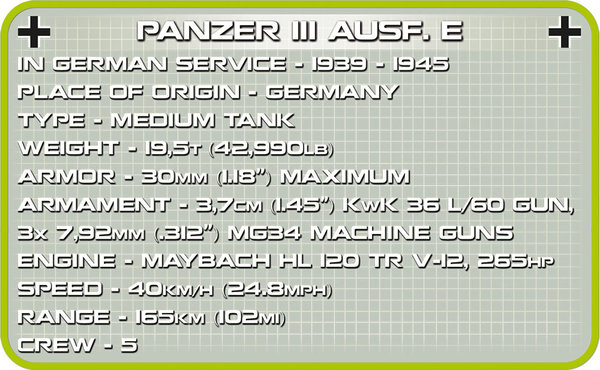 Cobi 2523 | Panzer III Ausf. E | Historical Collection