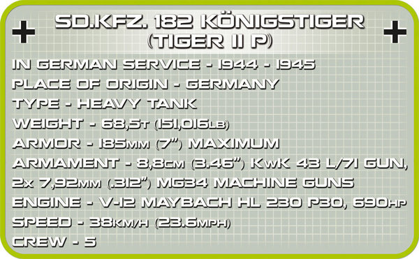 Cobi 2480A | Sd.Kfz. 182 Königstiger (Tiger II P) | Historical Collection