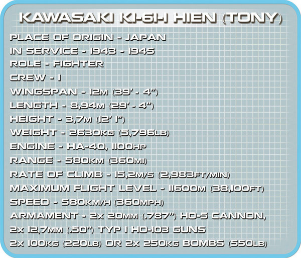 Cobi 5520 | Kawasaki Ki-61-I Hien 'Tony' | Small Army