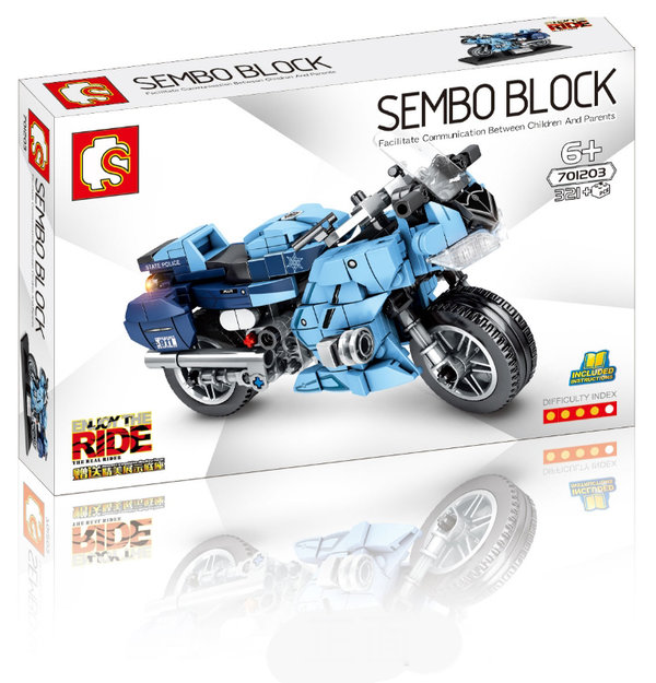 Sembo 701203 | Motorrad blau auf Sockel