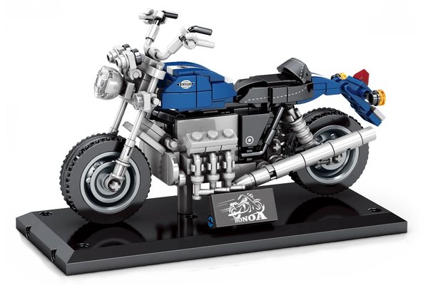 Sembo 701206 | Motorrad blau/schwarz auf Sockel