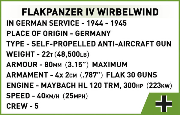 Cobi 2548 | Flakpanzer IV Wirbelwind | Historical Collection