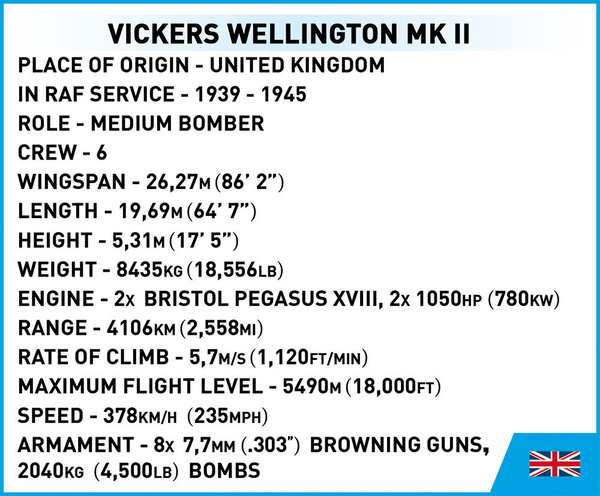 Cobi 5723 | Vickers Wellington Mk. II | Historical Collection