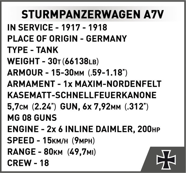 Cobi 2989 | Sturmpanzerwagen A7V | Historical Collection