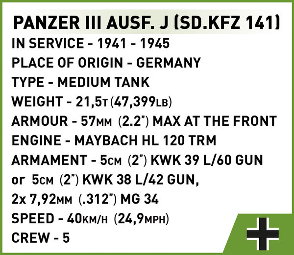 Cobi 2562 | Panzer III Ausf. J | Historical Collection