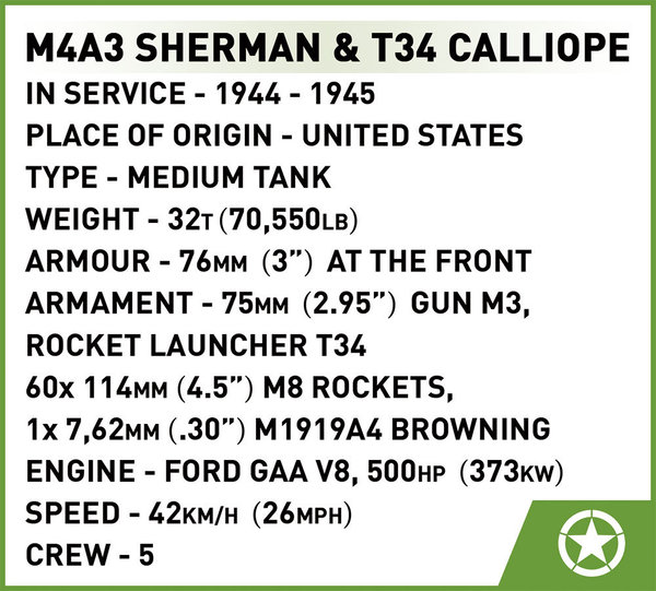 Cobi 2569 | M4A3 Sherman & T34 Calliope (Executive Edition) | Historical Collection
