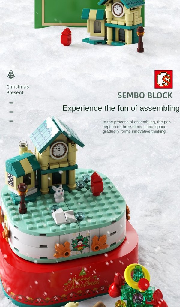 Sembo 601162 | Schneemann-Spieluhr mit Beleuchtung