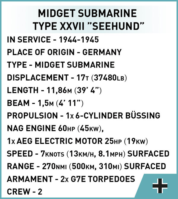 Cobi 4846 | U-Boat XXVII "Seehund"| Historical Collection