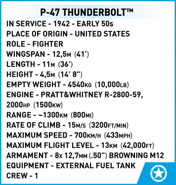 Cobi 5736 | P-47 Thunderbolt™ & Tank Trailer (Executive Edition) | Historical Collection